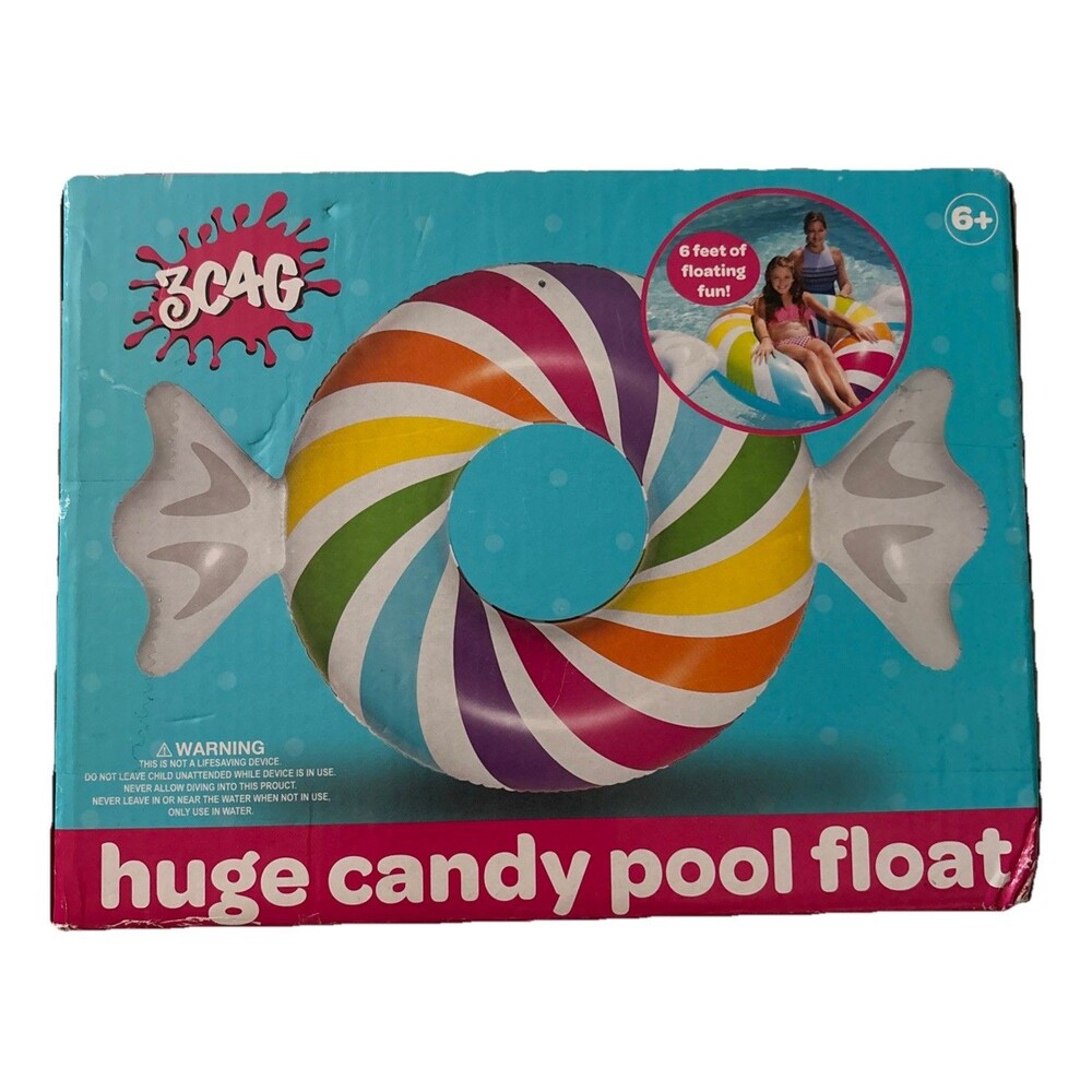 New Old Stock (NOS) 2017, Candy Swirl Pool Float. 6+ Years Old. 71”x46”.